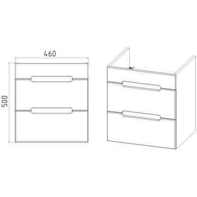 Тумба VIANT "Марсель" COMO 50 2 ящика подвесная графит 380х460x500 (VMAR50COG-T2YP)
