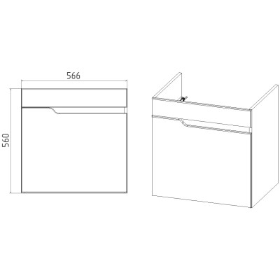 Тумба VIANT "Куба" COMO 60 1 ств подвесная 430x560x560 (VKUB60CO-T1STP)