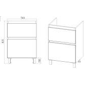 Тумба VIANT "Мальта" COMO 60 2 ящика белая 430х560х820 (VMAL60COBEL-T2Y)
