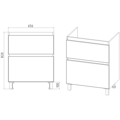 Тумба VIANT Мальто COMO 70 2 425х655х820 (VMAL70COBEL-T2Y)