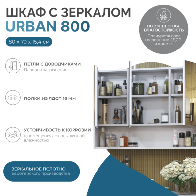 Шкаф VIGO навесной с зеркалом Urban 800 (zsh.URB.80)