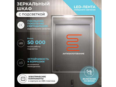 Шкаф VIGO навесной Geometry Comfort 600 с зеркалом (220)