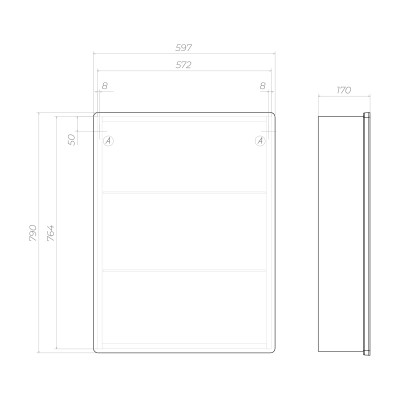 Шкаф VIGO навесной Geometry Comfort 600 с зеркалом (220)