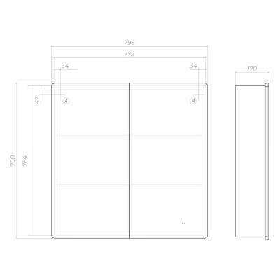Шкаф VIGO навесной Geometry Comfort 800 с зеркалом (221)
