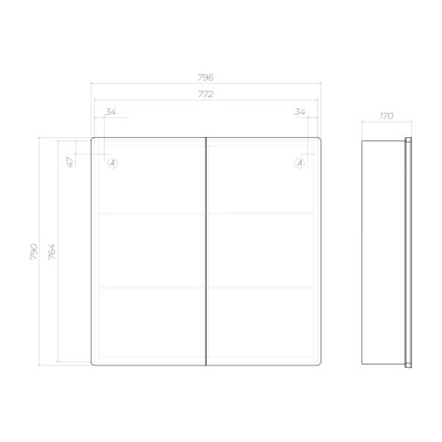 Шкаф VIGO навесной Geometry Classic 800 с зеркалом (118)
