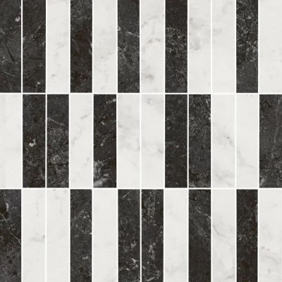 Тубкаль мозаичный микс чёрный белый глянцевый обрезной 30x30x0,9