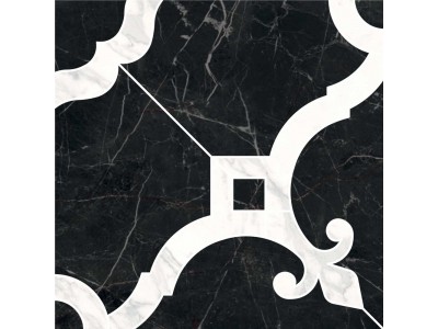 Декор Фрагонар наборный чёрный 1/4 розона 30x30x0,9