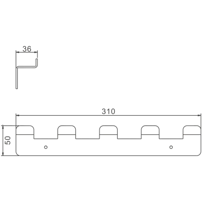 Планка с 5-ю крючками BELZ цвет: черный (B9005-7)