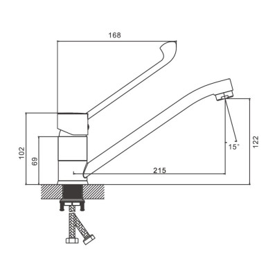 Смеситель для кухни BELZ оружейная сталь (B70019-3)
