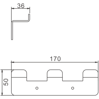 Планка с 3-мя крючками BELZ цвет: оружейная сталь (B9003-3)