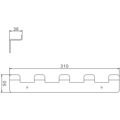 Планка с 5-ю крючками BELZ цвет: оружейная сталь (B9005-3)