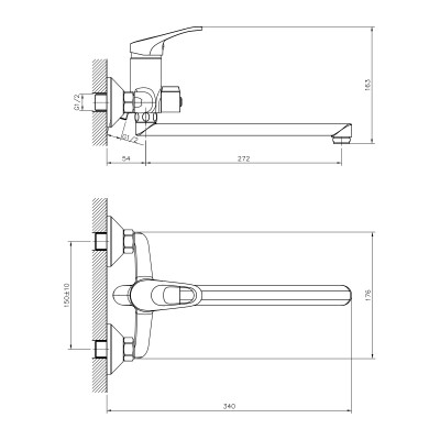 Смеситель для ванны DECOROOM DR21 (DR21043)