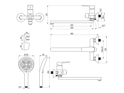 Смеситель DECOROOM DR27 универсальный с поворотным изливом (DR27043)