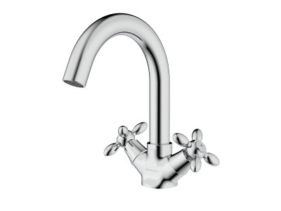 Смеситель DECOROOM DR53 для умывальника с поворотным изливом (DR53011)