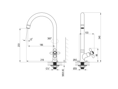 Кран для воды DECOROOM DR53 с высоким поворотным изливом (DR53010)