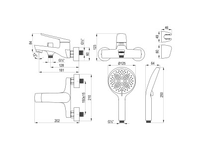 Смеситель DECOROOM DR24 для ванны с монолитным изливом (DR24036)