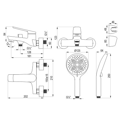 Смеситель DECOROOM DR24 для ванны с монолитным изливом (DR24036)