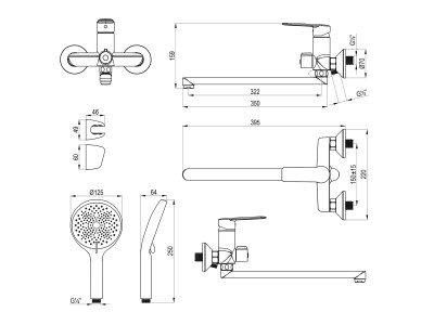 Смеситель DECOROOM DR28 универсальный с поворотным изливом (DR28043)