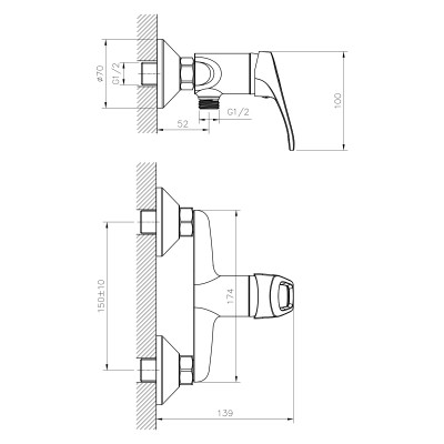 Смеситель для душа DECOROOM DR21 (DR21056)