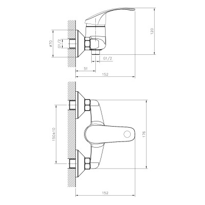 Смеситель для душа DECOROOM DR71 (DR71055)