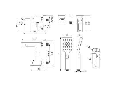 Смеситель DECOROOM DR30 для ванны с монолитным изливом (DR30036)