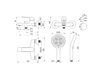 Смеситель DECOROOM DR28 для ванны с монолитным изливом (DR28036)