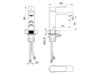 Смеситель DECOROOM DR28 для умывальника монолитный (DR28011)