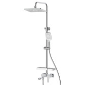 Смеситель DECOROOM DR23 для ванны и душа с регулируемой высотой штанги и верхней душевой лейкой 