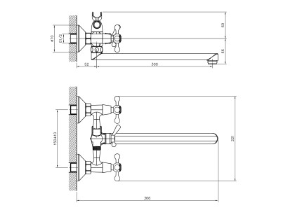 Смеситель для ванны DECOROOM DR53 (DR53043)