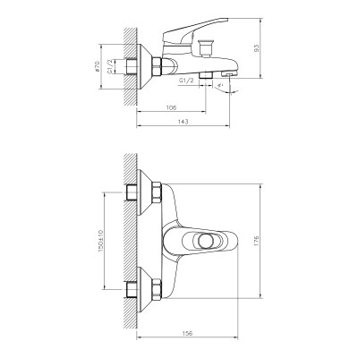 Смеситель для ванны DECOROOM DR21 (DR21035)