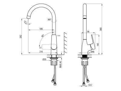 Смеситель DECOROOM DR27 для кухни с высоким поворотным изливом (DR27028)