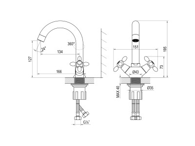 Смеситель DECOROOM DR53 для умывальника с поворотным изливом (DR53011)