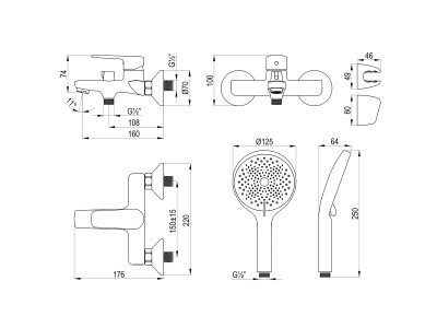 Смеситель DECOROOM DR27 для ванны с монолитным изливом (DR27036)