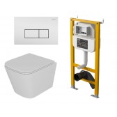 Комплект D&K Унитаз подвесной безободковый (торнадо) DT1436516, Инсталляция DI8050127, Клавиша смыва DB1499016 белый (DS1431622)