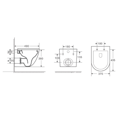 Унитаз подвесной безободковый D&K Matrix DT1396025, 490370360мм