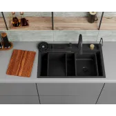 Кухонная мойка многофункц. DQ нерж.сталь темный графит в комплекте со смесителем и аксессуарами (DKS754605)