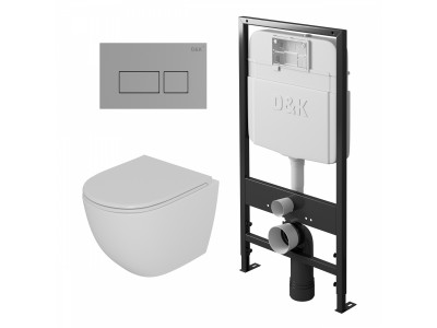 Комплект D&K DS1391605 унитаз DT1396016, инсталляция DI8055119, клавиша смыва DB1439001
