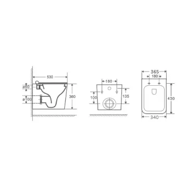 Унитаз подвесной безободковый DK Quadro (DT1516016) - D&K