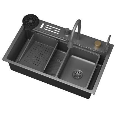Кухонная мойка многофункц. DQ нерж.сталь матовый серый в комплекте со смесителем и аксессуарами (DKS754606)