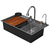 Кухонная мойка многофункц. DQ нерж.сталь сатин в комплекте со смесителем и аксессуарами (DKS754604)