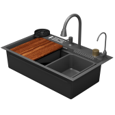 Кухонная мойка многофункц. DQ нерж.сталь матовый серый в комплекте со смесителем и аксессуарами (DKS754606)