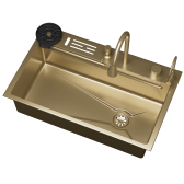 Кухонная мойка многофункц. DQ нерж.сталь матовое золото в комплекте со смесителем и аксессуарами (DKS754607)