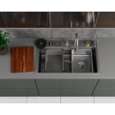 Кухонная мойка многофункц. DQ нерж.сталь сатин в комплекте со смесителем и аксессуарами (DKS754604)