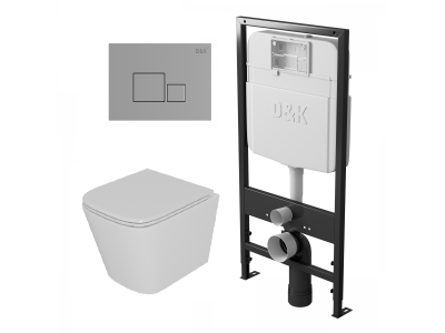 Комплект DK Унитаз подвесной  безободковый (торнадо) DT1436516 белый, Инсталляция DI8055119, Клавиша смыва DB1519001 хром (DS1431612)