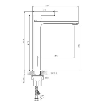 Смеситель для раковины высокий DQ Dortmund черный (DA1712005)