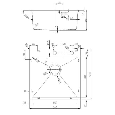 Кухонная мойка D&K нержавеющая сталь графит (DKS505006)