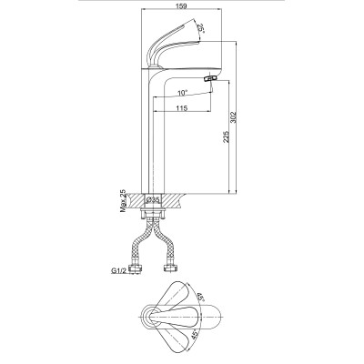 Смеситель для раковины высокий DK Venice Gondola (DA1022041)