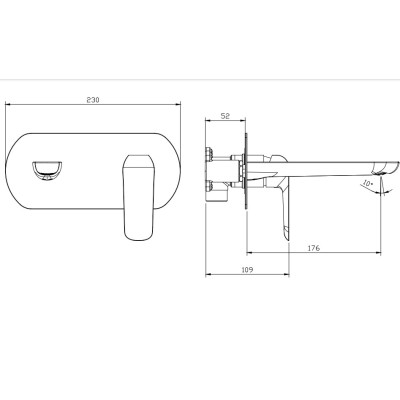 Смеситель для раковины DQ Düsseldorf встраиваемый настенный графит (DA1724406)
