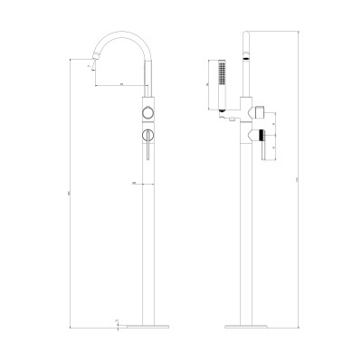 Напольный смеситель для ванны с душем DQ Bonn хром (DA1706001)