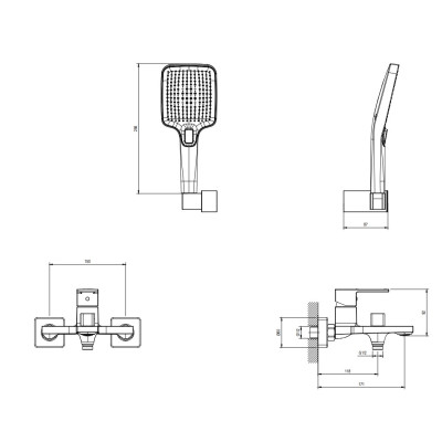 Смеситель для ванны с душем DQ Dortmund короткий излив браш.роз.золото (DA1713233)